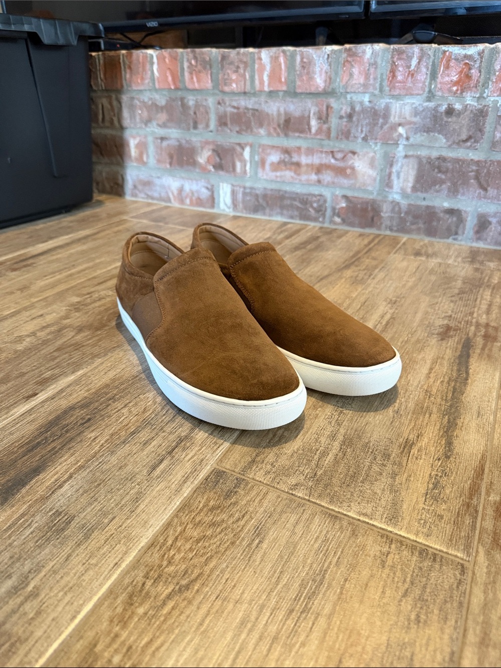 Johnston & Murphy Chestnut Brown Suede Slip-On Sneakers